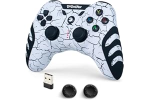 DuLingKer Mando PC Inalámbrico, Mando PS3 PC Gamepad con Doble Vibración, Inalámbrico 2,4G Gaming Mandos para Windows 11 10 8 7, PS3, Android Smart TV, TV Box, Laptop, Steam Blanco