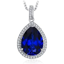 Orecchini Pendenti Zaffiro Blu 3 Ct Taglio Pera &ndash; Placcati Oro Bianco 14k, Argento 925