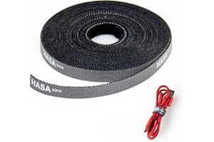 HASA zone 10M×10MM Rouleau Scratch, Bricolage Longueur Attache Cable Noir, Reutilisable Nylon Rouleau Scratch pour Rangement Cable, Libre de Couper Rouleau de Scratch pour à la Maison et au Bureau