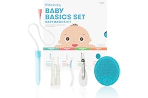 Frida Baby Basics Kit | 4-teiliges Baby Pflege-Set mit Nasensauger, Nagelfeile, Blähhilfe & Silikon-Badebürste | Sanfte Hilfe bei Schnupfen, Nägeln, Blähungen & Hautpflege ab Geburt