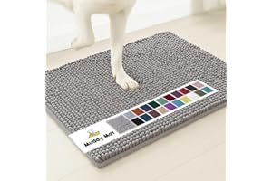 Muddy Mat AS-SEEN-ON-TV Highly Absorbent Microfiber Door Mat and Pet Rug, Non Slip Thick Washable Area and Bath Mat Soft Chenille for Kitchen Bathroom Bedroom Indoor and Outdoor - Grey Medium 30"X19"