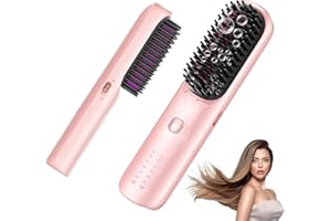 Bopcal Spazzola Lisciante per Capelli 10000mAh - 3 in 1 Spazzola Lisciante Senza Fili 300 Milioni di Ioni, Riscaldata 30S, Ceramica antiscottatura, 120Min di Autonomia, Viaggio, Portatile e Powerbank