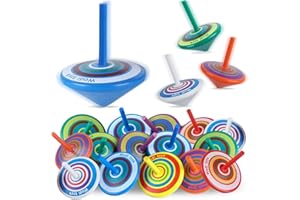 LISOPO Lot de 15 toupies en bois multicolores pour anniversaire d'enfant - Accessoire de décoration de fête