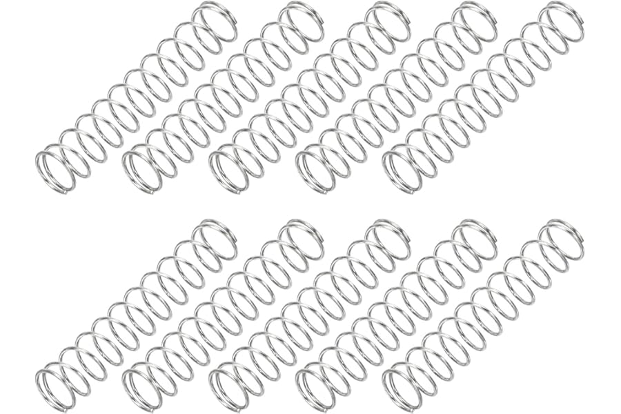 PATIKIL Compression Spring, 0.4mm Wire Dia x 5mm OD x 25mm L, 10 Pcs 304 Stainless Steel Mechanical Extension Small Springs Pen Springs Assortment Kit for Shop and Home Repairs