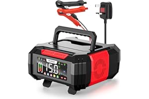 15Amp Car Battery Charger, NEXPEAK NC315 12V 15A/24V 8A Smart Charger Battery with Cable Storage Temperature Compensation for Car, AGM, Gel, Wet, SLA for Lead Acid Batteries and LiFePO4 Batteries