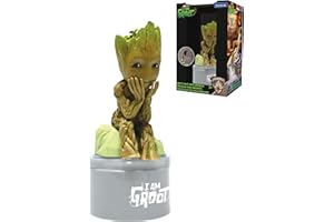 LEXIBOOK, Marvel Guardians of the Galaxy, Groot Nightlight with speaker for children’s bedroom, soft light, battery-operated, grey/brown, NS01GG