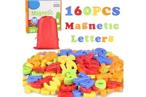 kramow 160PCS Magnetic Learning Letters and Numbers, Alphabet Magnets with Storage Bag, Educational Toy Gift for KidsToddlers Preschool Learning, Spelling, Counting