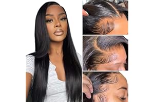 MEGALOOK Parrucca Donna Capelli Veri Umani 13x4 Lace Frontal Wigs 200% Density Brazilian Virgin Human Hair Wigs for Black Women Pre Plucked Bleached Knots for Natural Hairline With Baby Hair Glueless Wigs