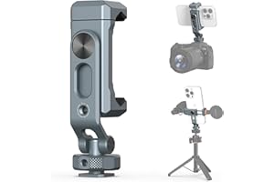 VRIG PH-18 Handyhalterung für Stativ Metall, 360° Drehbarer, 2 Cold Shoe Mount, Kamera Halter für iPhone und Samsung, Aufnahme Sowohl Blitzschuh, Als Auch 1/4"-Stativgewinde