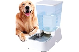 MEIJEEGU Distributore automatico di cibo per cani e cani da 5 l, distributore di acqua per gatti e gatti di taglia media e grande, per cani e altri animali domestici (distributore d'acqua bianco da 5 litri)