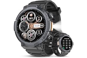 Reloj Inteligente Hombre, Pantalla AMOLED 1,53", Autonomía 30 Días, Reloj Militar Hombre con Llamadas Bluetooth, Monitoreo Frecuencia Cardíaca/Sueño, Impermeable IP68, Más de 110 Modos Deportivos