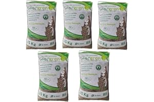 PEYCA Pack 5 Unidades Saco de pellets de Madera 15kg. Certificado ENplus y Calidad A1. Ideal para chimeneas, Estufas o barbacoas. Diametro 6 mm. 100% Madera de Pino.