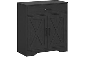 Panana Farmhouse Accent Cabinet Entryway Storage with Drawer Living Room Sideboard Narrow Storage Cupboard (Black)