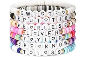 Yowivon Friendship Bracelets Stretch Stackable Bracelets for Women Teen Girls Trendy Stuff Preppy Jewelry Clay Bead Beaded Bracelets Valentine Birthday Gifts