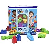 Mega Bloks Sacca Ecologica, Blocchi da Costruzione, Giocattolo per Bambini 1+ Anni, Blu, 60 Pezzi, DCH55