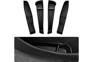 BASENOR Tesla Model Y 2025 2026 pudełko do przechowywania bocznych drzwi, wkładki do kieszeni drzwiowych [zatrzymaj przycisk alarmowy], wkładka ochronna TPE do przedniej i tylnej półki organizera