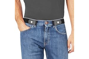 JASGOOD No Buckle Stretch No Show Belt for Men 1.38 inches Wide, Buckless Invisible Elastic Belt for Jeans/Trousers