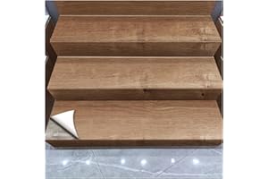 WIRMEC Vintage Wood Grain PVC Stair Stickers for Treads and Risers, Peel and Stick Staircase Decals, Rustic Faux Wood Contact Paper Roll, Stair Steps Decals for Home, Kitchen, Office Decor