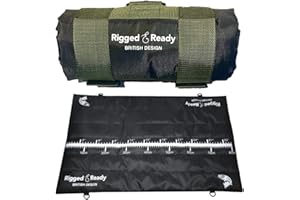 ‎RIGGED & READY TRAVEL FISHING Rigged and Ready Reise-Abhakmatte, 82 x 50 cm (27 x 10 cm gefaltet), 220 g Fischlandematte, 80 cm Maßschlingehaken und S-Tragekarabiner