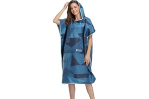 FLYILY Poncho spogliatoio Accappatoio per cambiarsi Poncho ad Asciugamano da Surf con Cappuccio Ideale per Il Surf