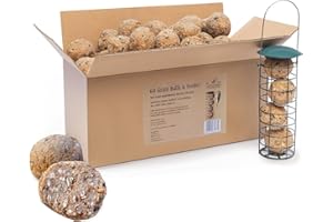 EST. 2018 LITTLE BIRDS CARE FOR NATURE Care4Nature 60 Palline di Grasso per Uccelli Selvatici con Mangiatoia - Palla di Grasso per Uccellini da Esterno - Ingredienti Naturali e Alto Valore Nutritivo - Per l'uso tutto l'anno