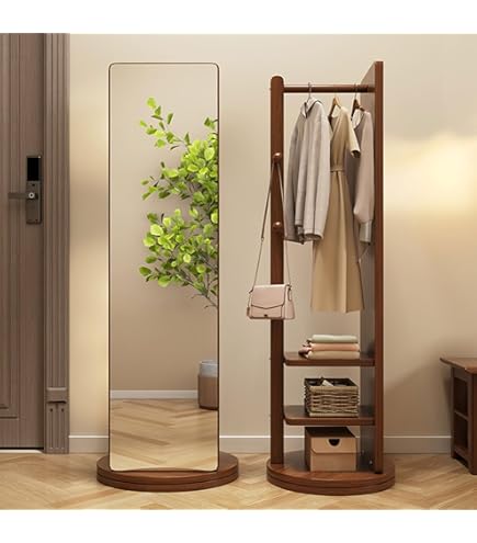 Espejos De Pie Espejo De Pared Giratorio 360° Con Perchero