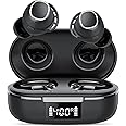 FAMOO Cuffie Bluetooth 5.3, Mini Auricolari con Display a LED, Impermeabili IPX8, Wireless con Doppio Mic con Bassi Potenti, 