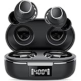 FAMOO Cuffie Bluetooth 5.3, Mini Auricolari con Display a LED, Impermeabili IPX8, Wireless con Doppio Mic con Bassi Potenti, 