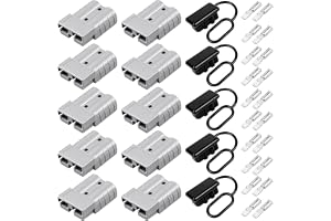 VETOLAKA Anderson-kontakt 50A: Batterikontakt, batterikontakt 50A 600V, batteri snabbkopplingskontakt med dammskyddskåpor för bil, husbil, motorcykel, båt, solsystem, grå, paket om 10