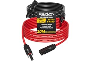 ENERNOVA Cavo Solare 4mm²/6mm², Cavo di Prolunga Solare, 1/2/3/5/8/10/12/15/18/20M, Cavo per Pannelli Solari con Impermeabilità IP67, per Pannelli Solari Fotovoltaico Montaggio(6mm² 10M)