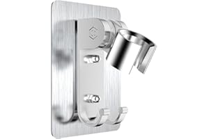 FANSEZQ Soporte de ducha, Soporte de Ducha Ajustable, no es necesario perforar agujeros para instalar pegamento fuerte con orificios de montaje de tornillos, el soporte se puede ajustar 90 grados