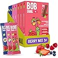 Bob Snail Fruit Bars, 42pcs No Added Sugar Snacks with Strawberry, Raspberry & Blueberry, 588g of Healthy Leather Snack Box, Natural Kids Stripes, Gluten Free, Vegan, Nut Free, Kosher, Halal