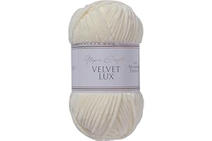 Utopia Crafts Velvet Lux Chenille Super Soft Chunky Yarn for Knitting and Crochet, 100g - 110m (Ivory)