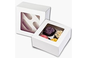 PACK N TRADE SPECIALISTS IN BAKERY & FOOD PACKAGING PACK N TRADE 10 Pcs cupcake boxes 4 hole - Multifunction Inserts Deep muffin boxes – White cake box (15.2 x 15.2 x 7.6 cm) with Clear Window - Ideal for Muffins, Cupcakes & Pastries