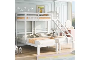 Kayan Bunk Bed Triple Sleeper with Side Ladder for Children and Teens 3FT, White (90x190cm,90x200cm)