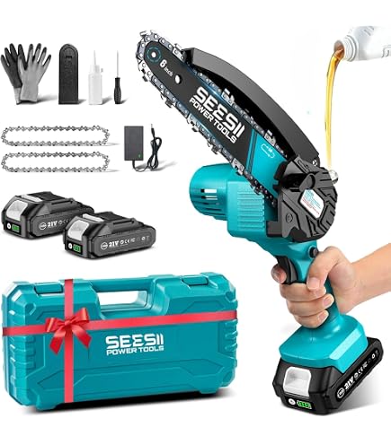 Elektrische Kettensäge Akku 12 Zoll – Für Makita 18V, 2x 4000mAh Akkus, Bürstenlos, Automatische Ölung