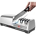 Eacam Knife Sharpener Electric Knife Sharpener 15 and 20 Degrees 3-Stage System Stainless Steel Knife Sharpener for Kitchen Knives with Quick Sharpening and Polishing Function