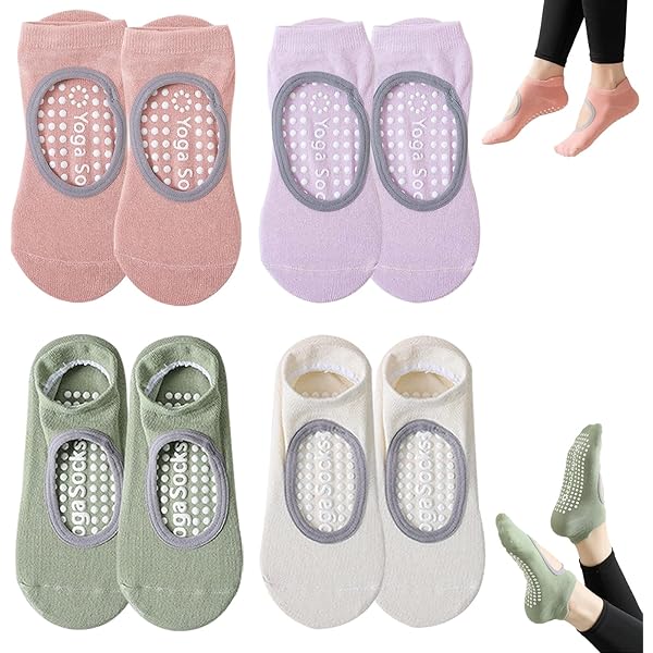 Chaussettes Antidérapantes Femme 3 Paires Taille 35-42 Blanc Pour Yoga
