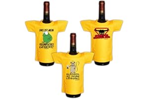 Funny Gift Birthday Mini T-Shirt Wine Bottle Bags:/Das ist mein Kind/Alcohol Is...-Set of 3 Super Griller GOODMAN Design®