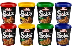 MiFan Ramen Box - 8 piezas de fideos instantáneos Nissin Soba Cup de varios sabores: espaguetis japoneses Yaki Soba