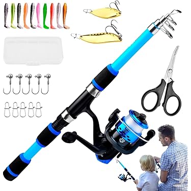 Combo Canne Moulinet Pêche Junior Kit Pêche Enfant Abu Garcia Ike Dude - Canne Et Moulinet - Parfait Pour Débutants Kit Pêche Enfants