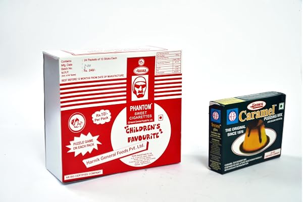 Harnik Phantom Sweet Cigarette Candy (Pack of 24) +1 Pkt Caramel Pudding Mix, 970 gram
