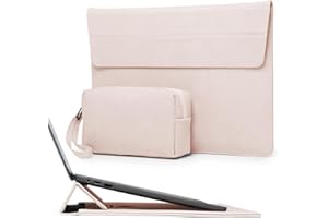 HYZUO 15 Pulgadas Funda Protectora Portátil con Soporte Ajustable para MacBook Air 15 M4 A3241 M3 A3114 M2 A2941 2025-2023 MacBook Pro 15, 15" Surface Laptop 7/6/5/4, con Bolsa Pequeña, Albaricoque