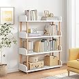 U-HOOME 4-Tier Open Bookshelf -Freestanding Bookcase,Book Shelf Book Rack,Wood Storage Shelves Display Stand with Top Edge and Solid Wood Frame for Living Room,Home Office,Storage Cabinet
