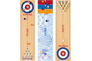KETIEE Curling Game for Family 47 inch, 3 in 1 Table Shuffleboards, Tabletop Curling Game, Table Top Curling Bowling Shuffleboard Board Games Kids and Adults Indoor, Travel (120x30cm)