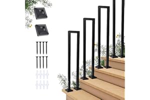 FUOIDYE Garde Corps Escalier, Rampe Escalier Intérieur en Forme de U, Rampe Escalier Extérieur, Main Courante pour Escalier pour Villas, Balcons, Couloirs (Noir, 110cm)