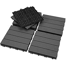 WPC terras tegels 30x30 cm set van 33 voor 3m² antraciet in houtlook mozaïek met drainage en kliksysteem WPC terras tegels 30x30 cm set van 33 voor 3m² antraciet in houtlook mozaïek met drainage en kliksysteem