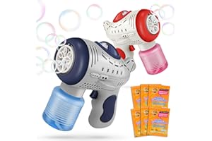 AMY & BENTON AmyBenton Macchina Spara Bolle per Bambini, Creatori Automatici di Bolle per Bambini, 2 Pack Bubble Gun Blaster, 1000+ Bolle Ricche per Colpo per Bambini Adulti Festa/Nozze/Compleanno (Rosso/Bule)