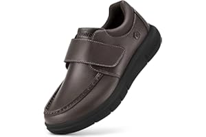FitVille Scarpe Uomo Diabetici Pianta Larga Mocassini in Pelle Extra Larghi Scarpe Uomo Casual con Strappo per Piedi Gonfi da Lavoro