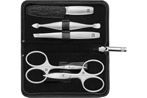 ‎ZWILLING ZWILLING Zestaw do manicure (5 części, etui ze skóry jaka, zamek błyskawiczny, z nożyczkami do paznokci i skórek), premium, czarny